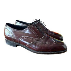 Florsheim Leather Wingtip Oxford Dress Shoes Burgundy Lace Up Men's Size 9